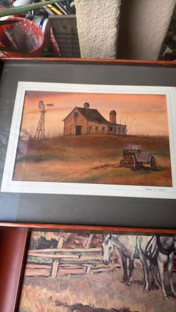 $60  for 2 framed paintings country setting
