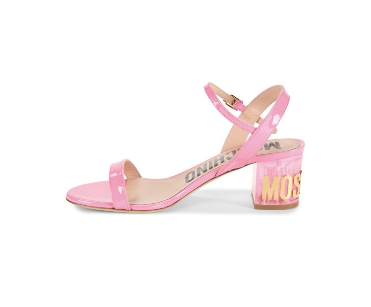 MOSCHINO Logo Patent Leather Sandals