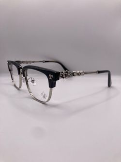 Chrome hearts black and silver blue light glasses