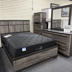New Queen All Pieces Except Mattress BedroomSet. King $199 More. Delivery & Set Up Available 