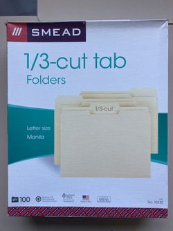 SMEAD 1/3 cut tab Folders ( qty 100) New