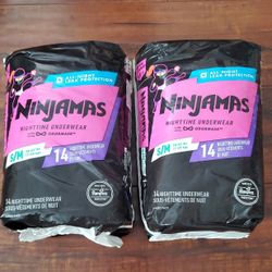 Ninjamas Nighttime Underwear: Size S/M 14 Count  (2 For $15)