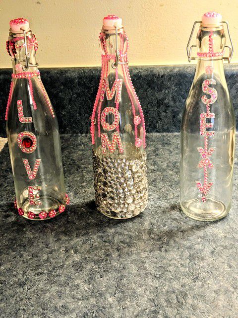 Blinged Out Swing Top Glass Bottles 
