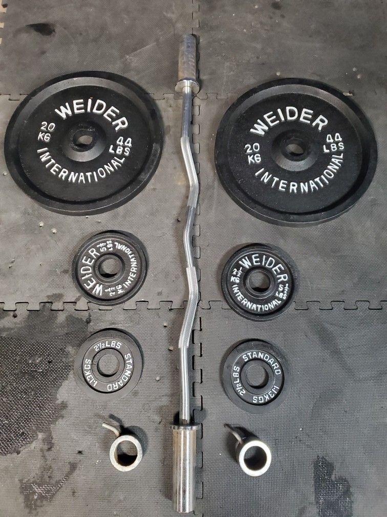 Olympic Curl Weight Set 130lbs all together Read Description below..