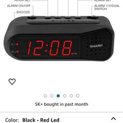 Sharp Digital Alarm Clock – Black Case with Red LEDs - Ascending Alarm Grows Increasing Louder, Gentle Wak
