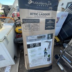Louisville Ladder 7.8 ft. - 10.3 ft. Ceiling Height Aluminum Attic Ladder(22.5 in. x 54 in. Rough Opening) 375 lbs. Type IAA Load Capacity