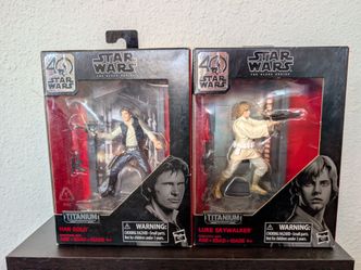 Star Wars Black Series Titanium Han Solo & Luke Skywalker Figures