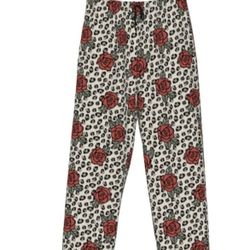 Leopard Print Rose Sleep Pant ,Pajama Pants XL.  (AF)