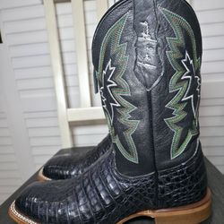 Justin Haggard Caiman Western Boots Broad Square Toe GR5705 Men's Size 10 D