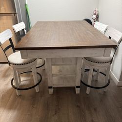 Ashley Furniture ‘Valebeck’ Counter-Height Table + 4 Stools – Excellent Condition