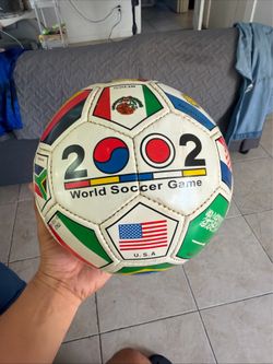 Vintage 2002 World Soccer Game Souvenir Ball with International Flags - Size 5
