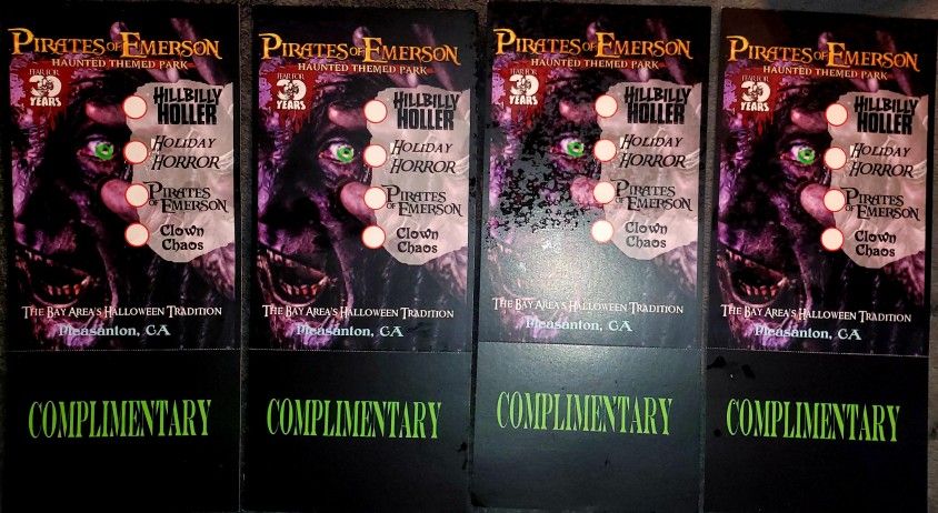 Haunted Theme Park-4 Tickets Pirates Of Emerson 