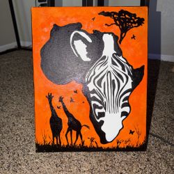 African Zebra & Giraffe Canvas Wall Art