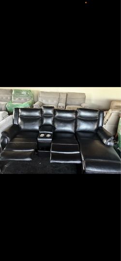 Brand new Real Black leather furniture reclines