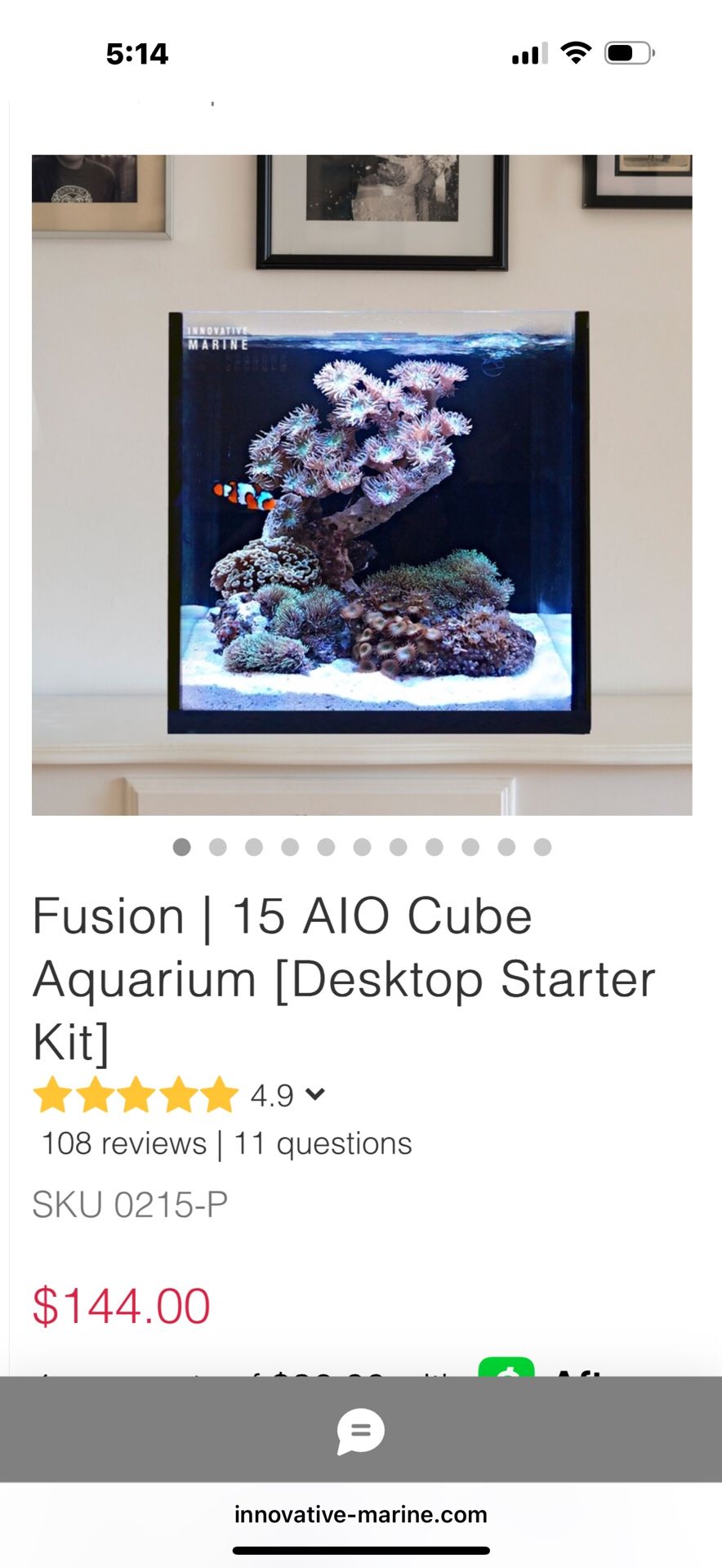 Innovative Marine Fusion 15 Cube Rimless Aquarium