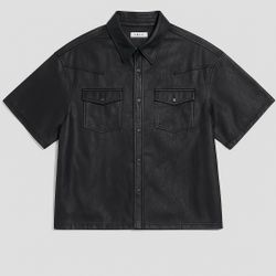 Black Leather Button Up Shirt