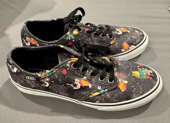 Vans Shoes Dog Print Boston Terrier in Space Galaxy - Womens 7.5