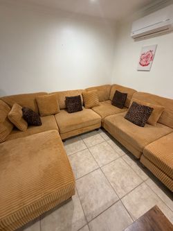 The Wade Logan® Collazo 6-Piece Upholstered Modular Sectional in Ginger Corduroy