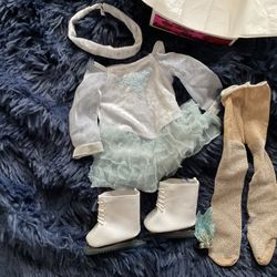 American Girl Of The Year Mia’s Silver Skating Outfit. With Performance Skates 