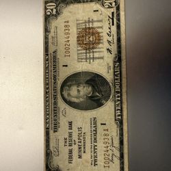 1929 Minneapolis National 20$note