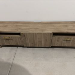 Modern Wood TV Stand / Media Console w/ Storage (Gold Hardware)