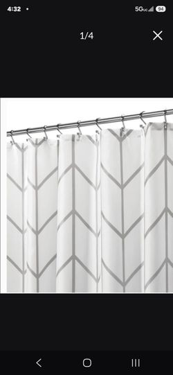 SHOWER CURTAIN  HERRINGBONE  GREY &WHITE