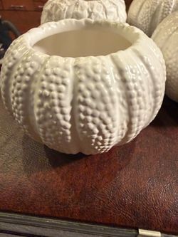 4 White Pumpkin Votives and Candles