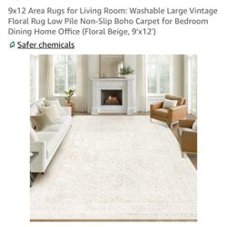 9x12 Vintage Floral Beige Area Rug