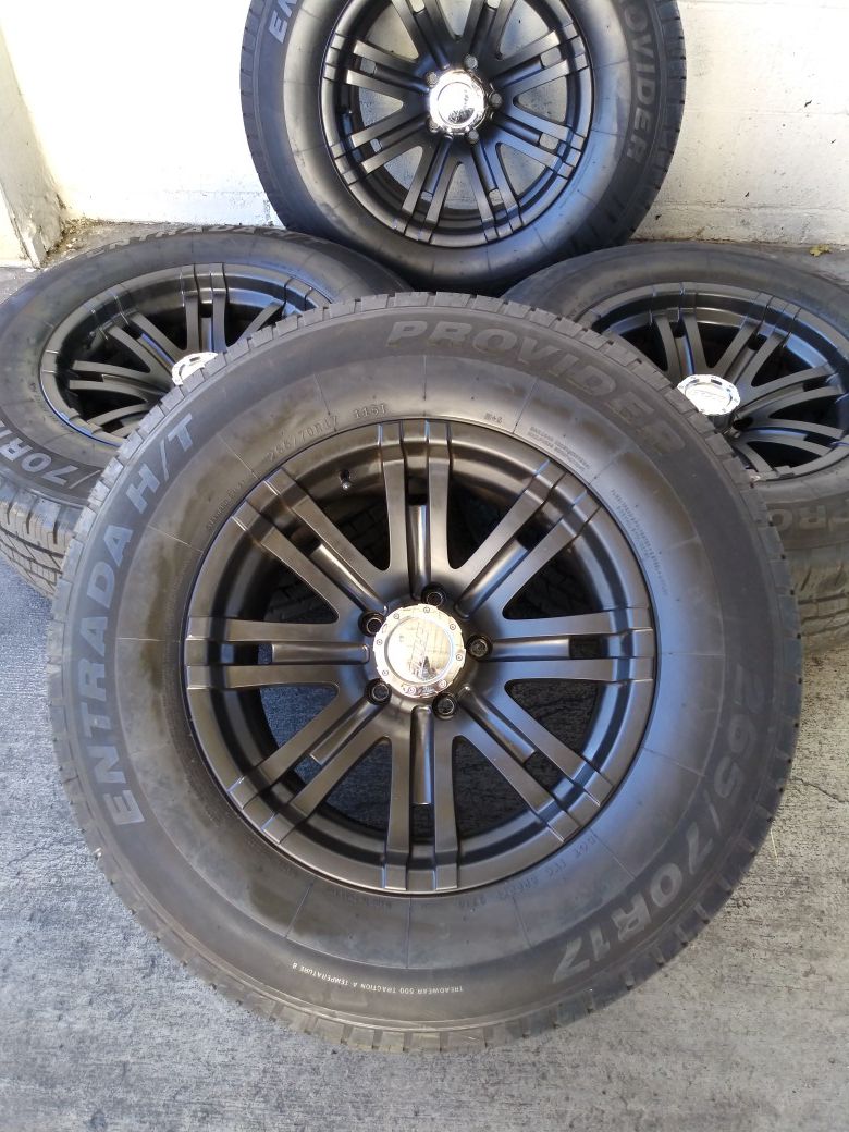 17" off road rims with new tires