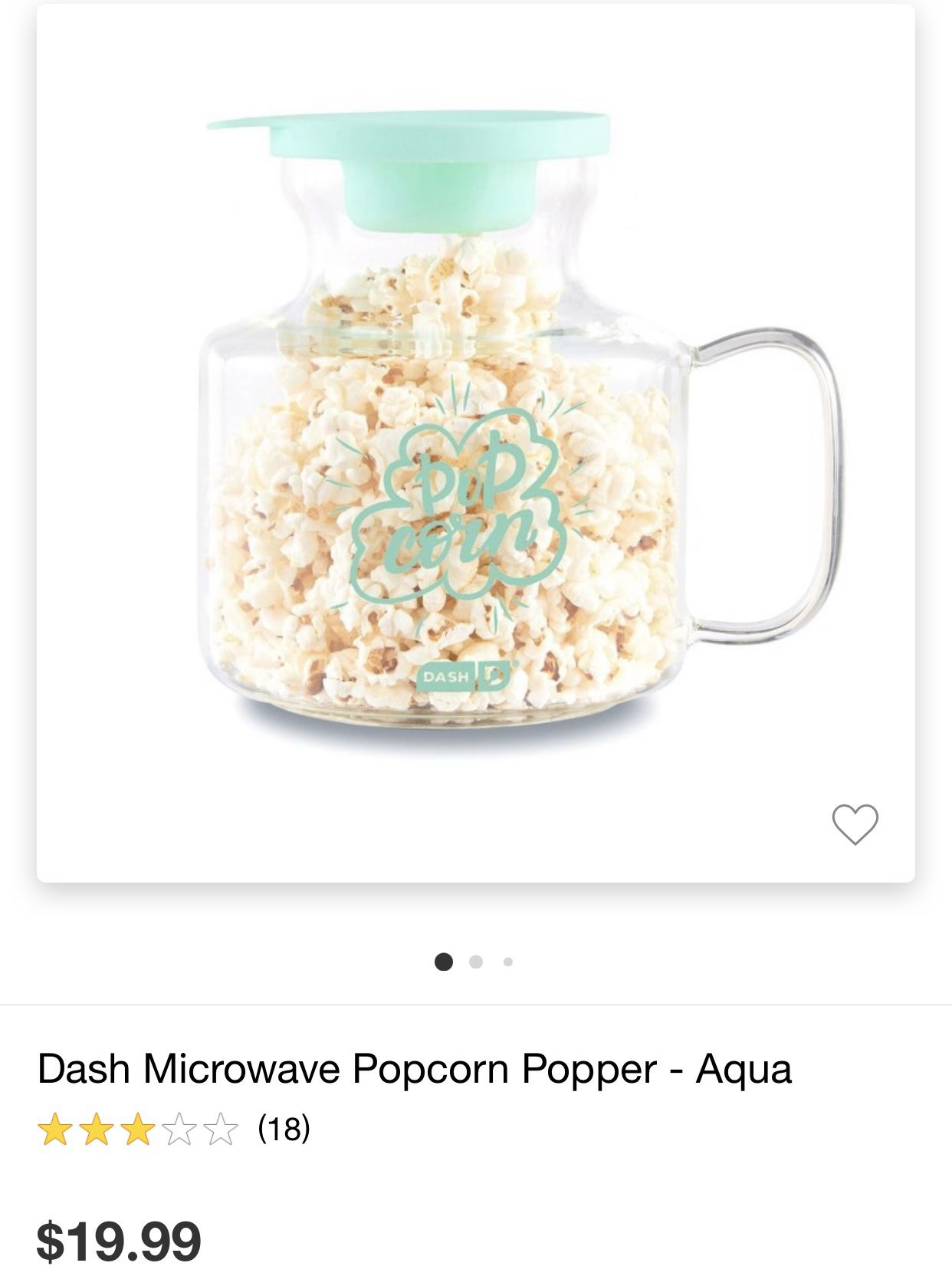 Dash Microwave Popcorn Popper-Aqua