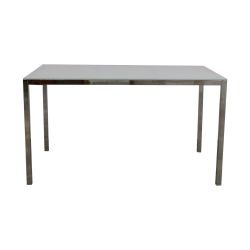 White Glass Dining Table, Metal chrome frame