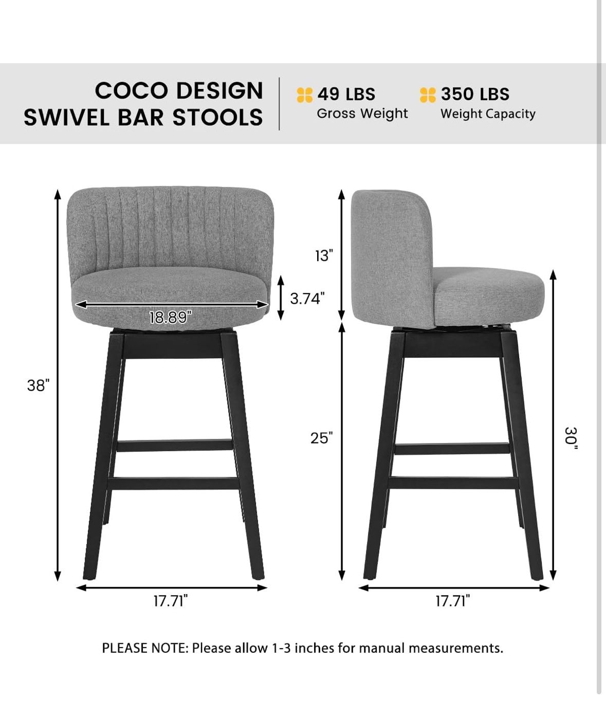 New in Box 4 Grey Barstools 30”