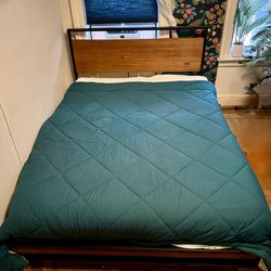 Queen Size Bed Frame - Wood and Metal