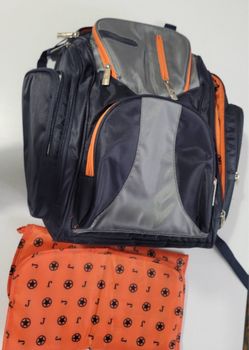 JEEP J is for Jeep Navy and Orange Large Backpack with Changing Mat