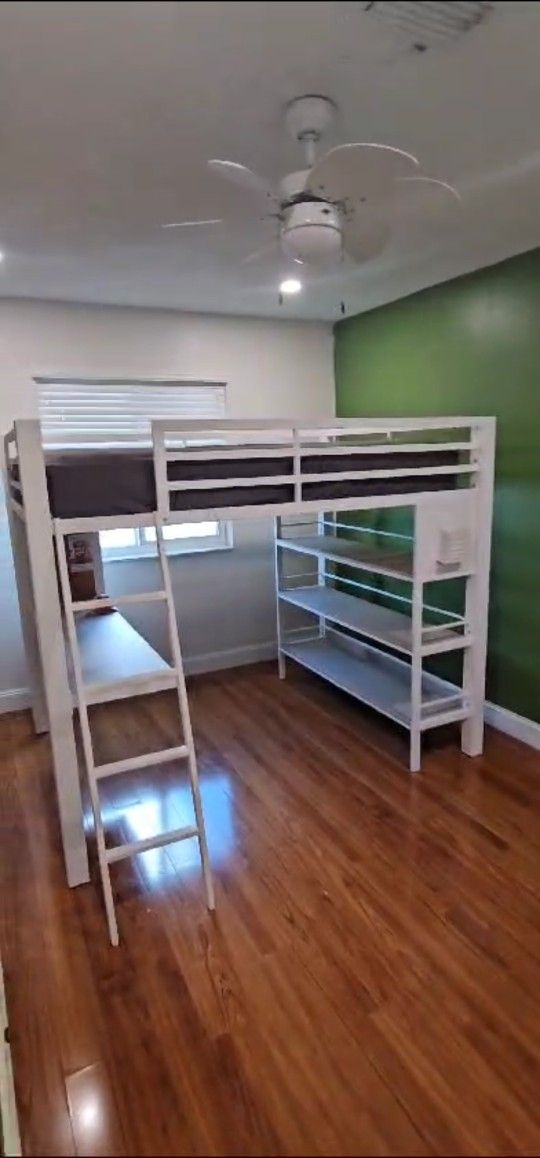 Loft Bed with Desk and Bookcase