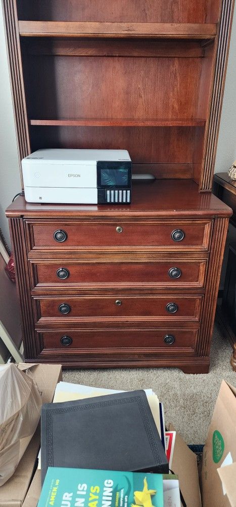 Hooker Furniture Solid Cherry Wood Office Bookcase with Bases