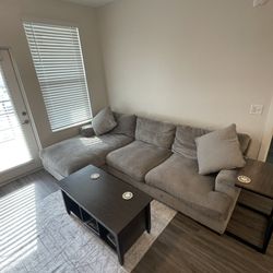 Gray Sectional Sofa - Loveseat With Chaise