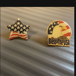 Enameled American Flag Themed Pins Complete