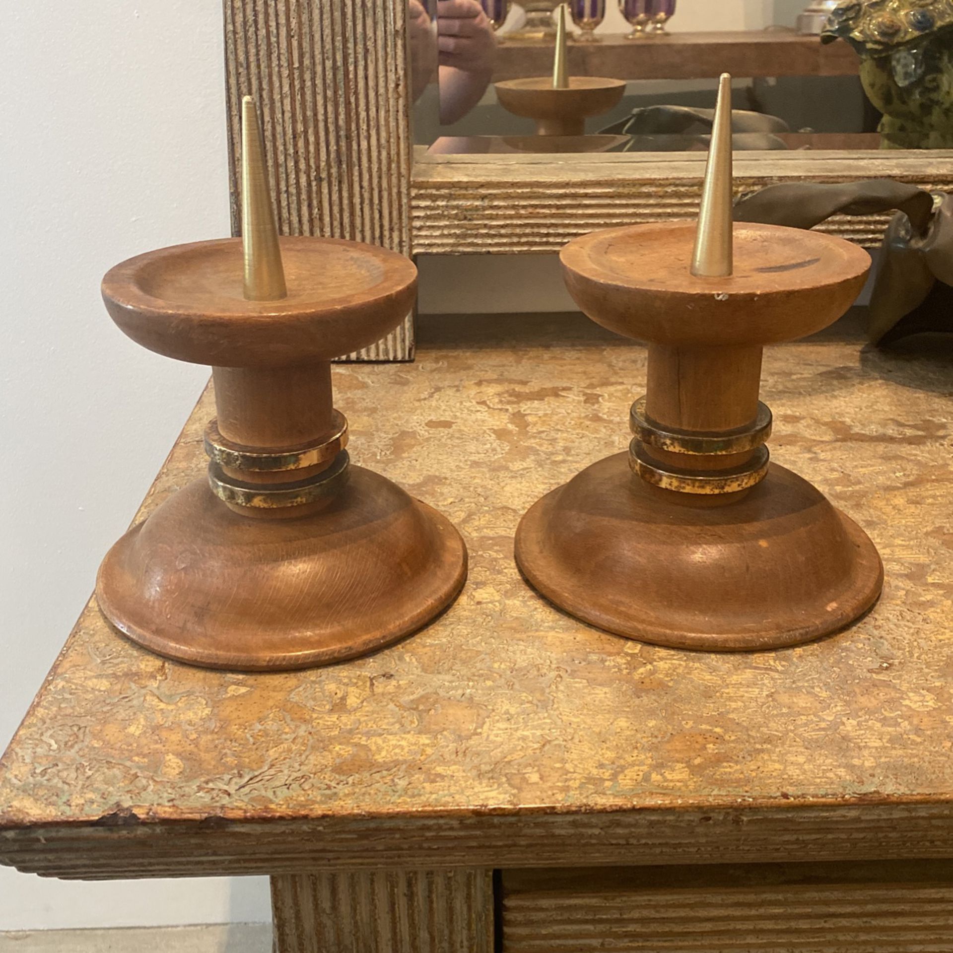 Pair Of French Wooden Candelabras