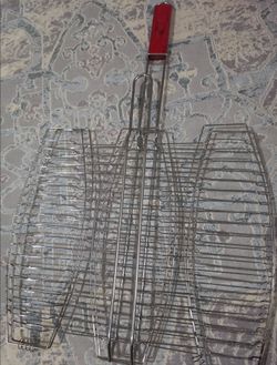 Fish Grilling Basket with Red Handle