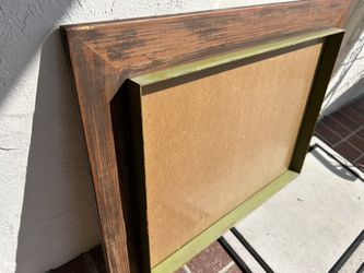Vintage Rustic Wood Picture Frame Distressed Olive Green Liner Farmhouse Wall Hanging Large Wall Frame For Art Picture Photograph  Mid-Century