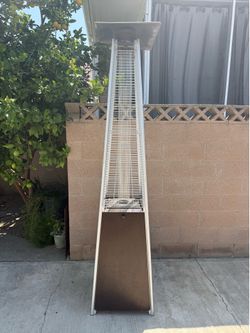 40,000 BTU Mocha Stainless Steel Pyramid Style Glass Tube Propane Standing Patio Heater