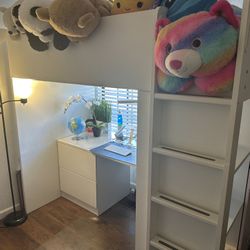 IKEA Loft Bed With Desk And Drawers And Side Cupboard