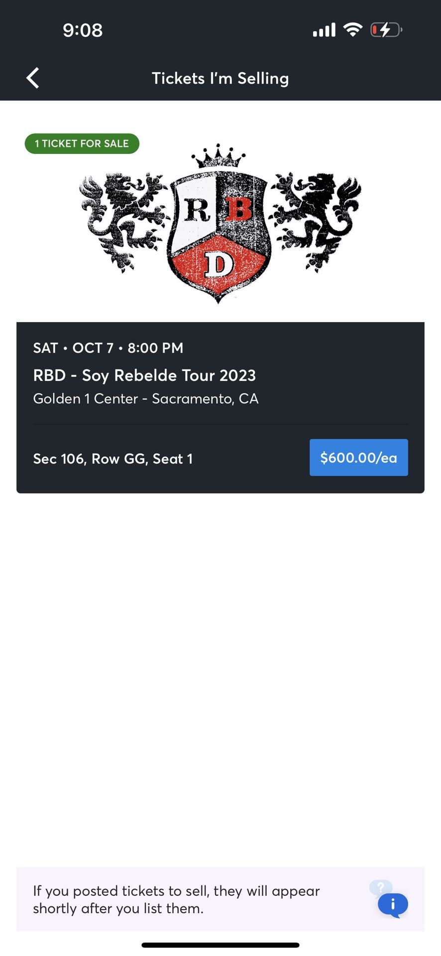 Rebelde (RBD) Ticket Oct.7