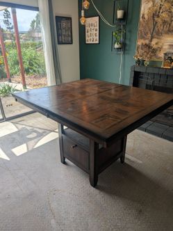 Counter Height Dining Table with Storage Base