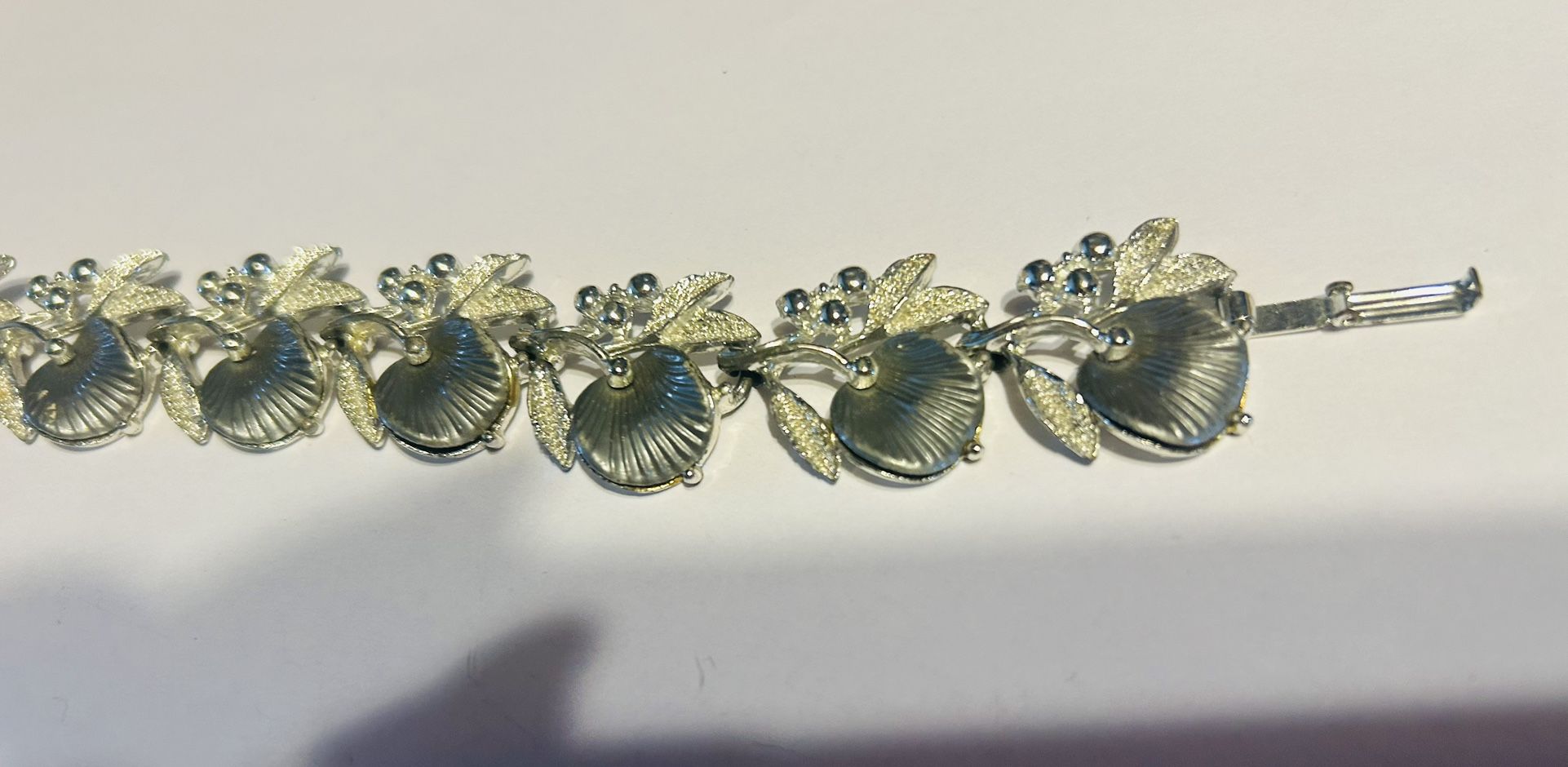 Vintage Silver tone Bracelet With Grapes And Flowers Ha
