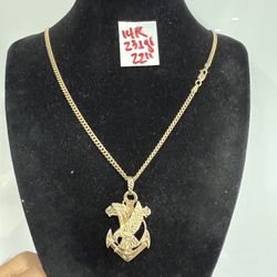 14K Solid Gold Chain and Pendant 23.1Gr 22 Inches Long 