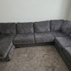 Large Grey Sectional With Chaise