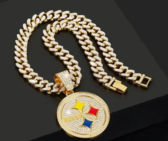 Pittsburgh Steelers Gold Colored Bling Necklace