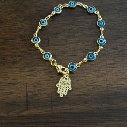 Gold Filled Bracelet With Evil Eye